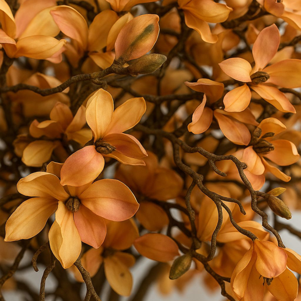 Magnolienbaum in Beige im glänzend Elfenbeinen Topf – Neu eingetroffen