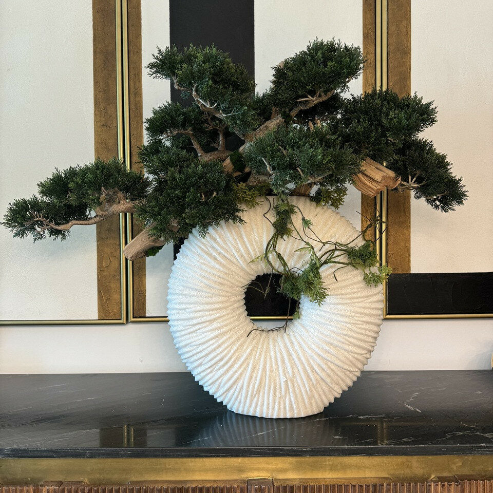 XXL Ewigkeitsvase mit hängendem Bonsai und Treibholz