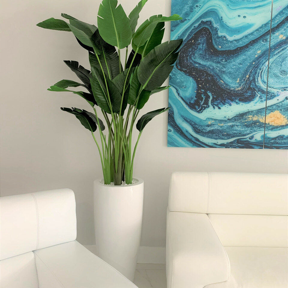 2,1 m Paradiesvogelblume mit Dax L Topf
