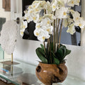 XXL Schale aus Teakholz mit Elfenbeinen Orchideen